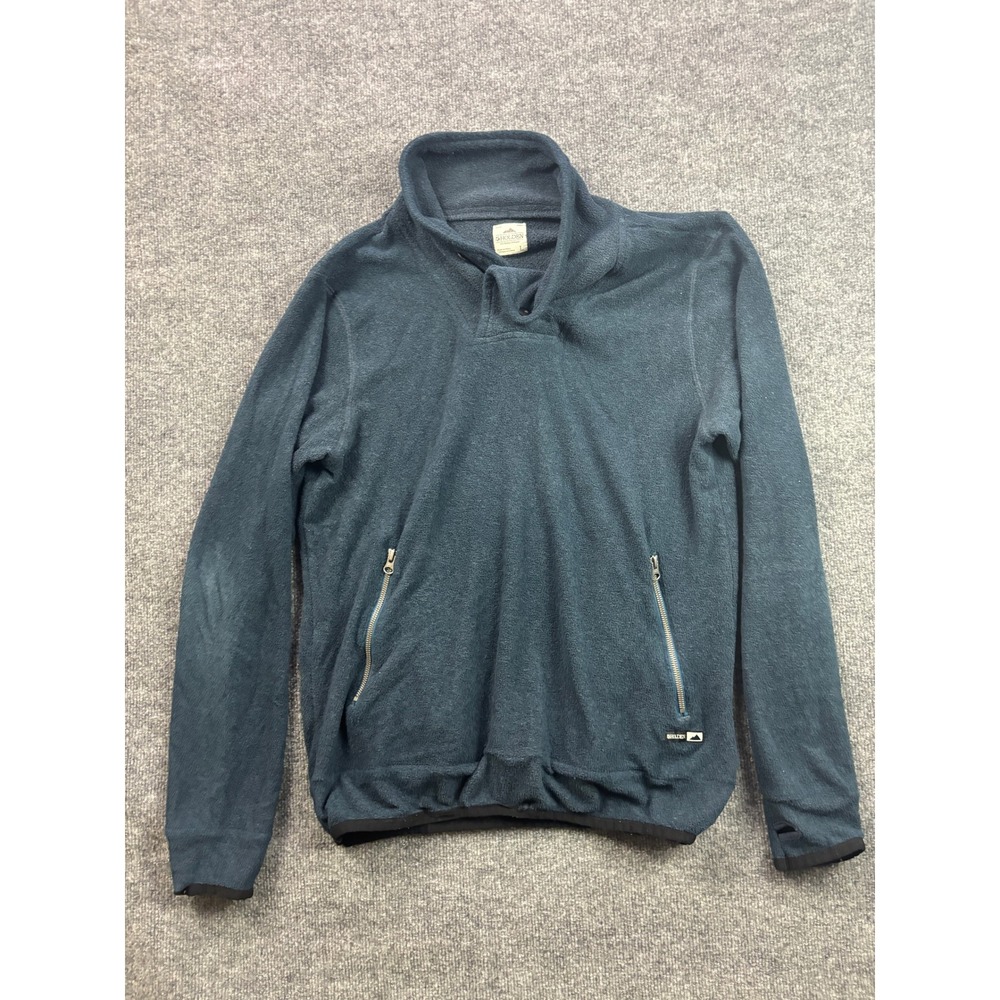 Holden Fleece Pullover Mens Large Blue Mock Neck Button Thumbhole Pocket